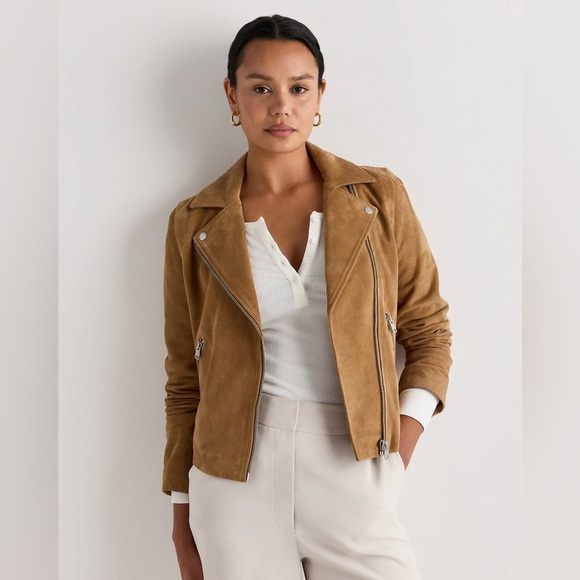Quince Jackets & Blazers - Quince 100% Suede Biker Jacket in XS pecan brown